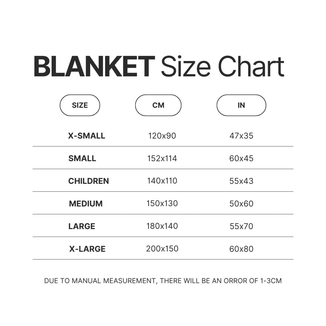 Blanket Size Chart - RWBY Merch