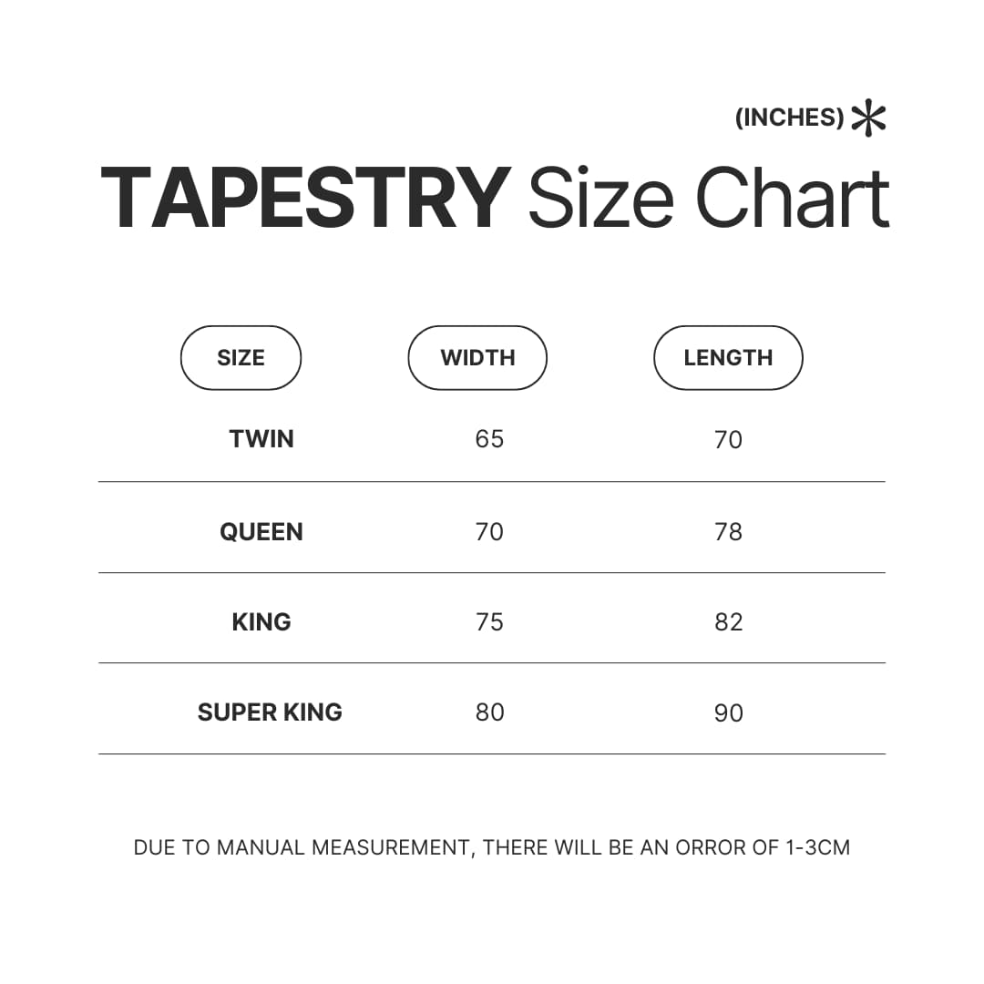 Tapestry Size Chart - RWBY Merch